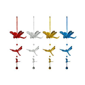 BENZARA Acrylic Hanging 4 Dragonfly Ornaments – Colorful Dragonfly Suncatchers for Windows, Home, Garden, Patio & Seasonal Decor, Red, Transparent, Yellow & Blue