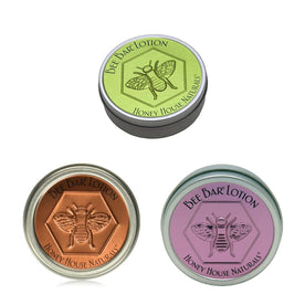 Honey House Naturals Small Bee Bar Solid Lotion Gift Set, 3 Pieces (0.6 Oz.)