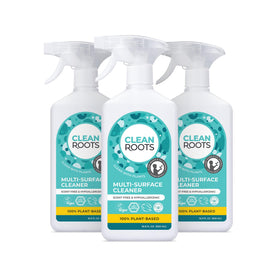 Clean Roots Multi-Surface Cleaner – 100% Plant-Based & Organic – EcoGarantie Certified – Scent-Free & Hypoallergenic – 16.9 Fl. Oz. (500 ML), Pack of 3