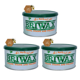 Briwax Original Furniture Wax Polish Cleans, Stains & Polishes, Light Brown, 16 Oz. (Pack of 3)