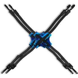 Tack Strap – 4-Way Flat Bungee Cord with Rubber Pad Grip, Non-Slip Adjustable Tie Down Straps for Outdoor Gear, 2-Pack (Blue Eclipse)