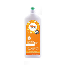 Clean Roots Liquid Dish Soap, 100% Plant-Based & Organic, EcoGarantie Certified, Scented with Organic Orange Essential Oil, 24.6 Fl. Oz. (730 ML)