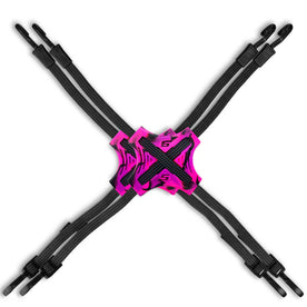 Tack Strap – 4-Way Flat Bungee Cord with Rubber Pad Grip, Non-Slip Adjustable Tie Down Straps for Outdoor Gear, 2-Pack (Pink Eclipse)