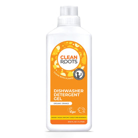 Clean Roots Dishwasher Detergent Gel, 100% Plant-Based & Organic, Scented with Organic Orange Essential Oil, 33.8 Fl. Oz. (1L)