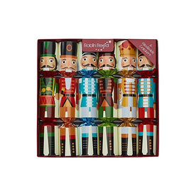Robin Reed Handmade English Christmas Crackers 6 x 12 Inch Nutcracker Brights Design – Traditional Multicolor Holiday Party Favors & Festive Table Decorations (61735)