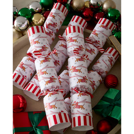 Robin Reed Sausage Dogs Handmade English Christmas Crackers – Festive Dachshund Racing Game Party Favors, Set of 6, 13 Inch (72513)