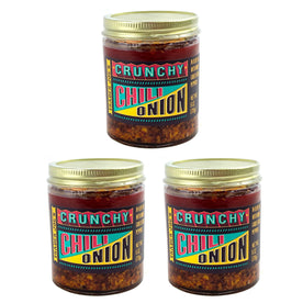 Trader Joe’s Chili Onion Crunch – Spicy Garlic & Chili Oil Condiment with Dried Onion & Olive Oil – 6 Oz. Jar, Pack of 3