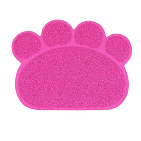Large Paw Print Pet Door Mat – Waterproof PVC Dog & Cat Floor Mat with Anti-Slip Backing, Pink, 17.7" x 23.6"