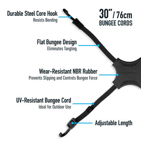 Tack Strap – 4-Way Flat Bungee Cord with Rubber Pad Grip, Non-Slip Adjustable Tie Down Straps for Outdoor Gear, 2-Pack (Blue)