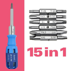 Lutz 15-IN-1 Ratcheting Screwdriver Set (Blue / Yellow)