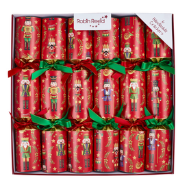 Robin Reed Handmade English Christmas Crackers – Red Royal Nutcracker Holiday Party Favors, Set of 6