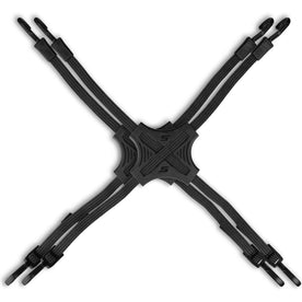 Tack Strap – 4-Way Flat Bungee Cord with Rubber Pad Grip, Non-Slip Adjustable Tie Down Straps for Outdoor Gear, 2-Pack (Black)