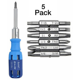 Lutz 15-IN-1 Ratcheting Screwdriver Blue Set of 5