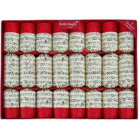 Robin Reed 788 Musical Handbell Christmas Crackers, 14 Inch Festive Party Favors with Bells, Batons & Music (Set of 8)