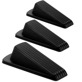 Home & Office Rubber Door Stop Wedge Set of 3 Pcs – Non-Slip Floor Door Stoppers for Home, Office, Classroom, Garage & Commercial Use, Black