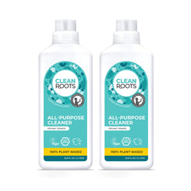 Clean Roots All-Purpose Cleaner, 100% Plant-Based & Organic, EcoGarantie Certified, Scented with Organic Orange Essential Oil, 33.8 Fl. Oz. (1L), Pack of 2