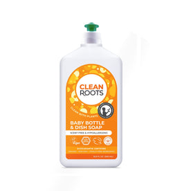 Clean Roots Baby Bottle & Dish Soap, 100% Plant-Based & Organic, Scent-Free & Hypoallergenic, EcoGarantie Certified, 16.9 Fl. Oz. (500 ML)
