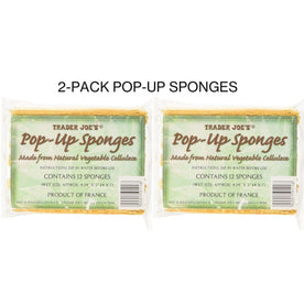 Trader Joe’s Pop-Up Sponges – Natural Vegetable Cellulose, Biodegradable & Reusable Kitchen Sponges, Expands with Water, 12 Sponges, 2 Pack