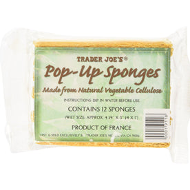 Trader Joe’s Pop-Up Sponges – Natural Vegetable Cellulose, Biodegradable & Reusable Kitchen Sponges, Expands with Water, 12 Sponges, 1 Pack