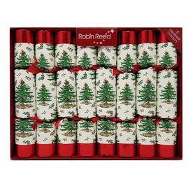 Robin Reed 531 Spode Christmas Crackers, 10" Handmade Holiday Party Favors, Set of 8, Classic Tree Design