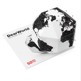 DearWorld, The Pinnable Globe with 50 Pins, 3d Map for Home, Business & Office Décor, Premium Quality Thick Paper, Assembles in Seconds, Perfect Gift for Travellers (World with Country Names,XXS)