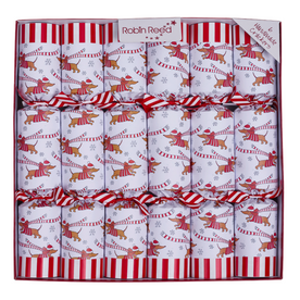 Robin Reed Sausage Dogs Handmade English Christmas Crackers – Festive Dachshund Racing Game Party Favors, Set of 6, 13 Inch (72513)