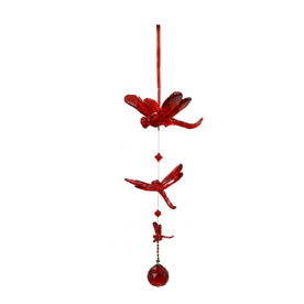Alpine Acrylic Hanging 4 Dragonfly Ornaments – Colorful Dragonfly Suncatchers for Windows, Home, Garden, Patio & Seasonal Decor, Red, Transparent, Yellow & Blue