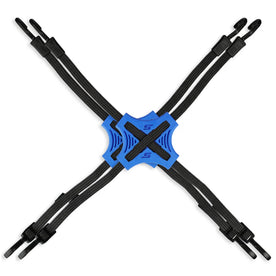 Tack Strap – 4-Way Flat Bungee Cord with Rubber Pad Grip, Non-Slip Adjustable Tie Down Straps for Outdoor Gear, 2-Pack (Blue)