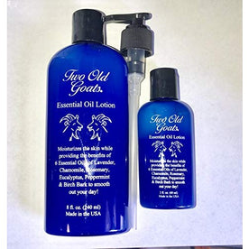 Two Old Goats Essential Oil Pain Relief Lotion, 8oz & 2oz Combo with 1 Dispenser Pump