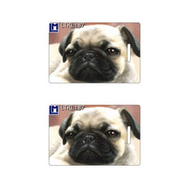 3D Lenticular Original Luggage Tags, Animated Pug / Dog, 3.5 x 2.5 Inches