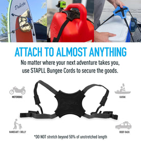 Tack Strap – 4-Way Flat Bungee Cord with Rubber Pad Grip, Non-Slip Adjustable Tie Down Straps for Outdoor Gear (2 Pack)