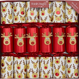 Robin Reed "Racing Reindeers Christmas Crackers - Set of Six Racing Game Wind-Up Toys