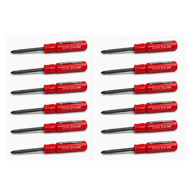 Lutz Red 2-In-1 Vanadium Steel Pocket Screwdriver with Ergonomic Handle, 24003 (Pack of 12)