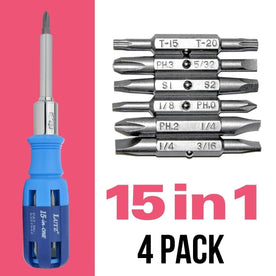 Lutz 15-IN-1 Ratcheting Screwdriver Blue Set of 4