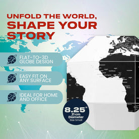DearWorld The Pinnable Globe with 50 Pins, 3D Map (World with City Names Small)