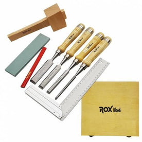 ROX Wood 8-Pieces Woodworking Carving Tool Chisel Set With Red Beech Wood Handle