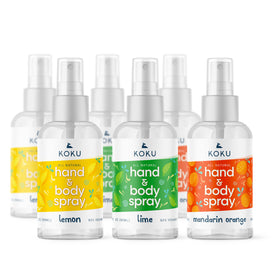 Citrus Set 4 - Pack of 6 Lemon-Lime-Mandarin Orange Scented Hand Sanitizer Spray, 6x3 Fl. Oz. (Two of Each)