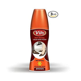 Vilo Shoe Care Liquid Instant Shoe Polish 80 ML, Pack of 3 - (Brown)