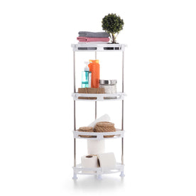 P. Nova 4-Tier Wall Mounted Corner Shower Cabinet, Caddy Basket for Bathroom & Kitchen (White)