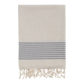 Bello Handwoven Turkish Beach Towel, Nine Stripes Linen Dark Grey, Quick Dry Highly Absorbent Sand-Free Versatile for Beach, Spa, Home, Peshtemal Towel (39 x 66.9 Inches)