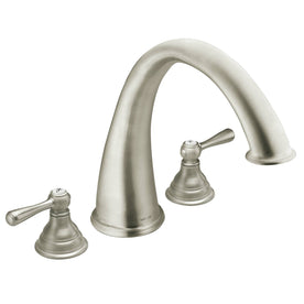 Moen T920BN Kingsley Two-Handle Deck Mount Roman Tub Faucet Trim Kit, Valve Required, Brushed Nickel