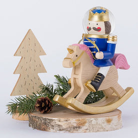 Tydus Nutcracker Rocking Horse Snow Globe without Music [2.6 Inch / 65 MM] - Blue
