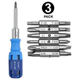Lutz 15-IN-1 Ratcheting Screwdriver Blue Set of 3 Pack