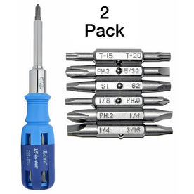 Lutz 15-IN-1 Ratcheting Screwdriver Blue Set of 2 Pack