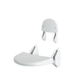 P. Nova Foldable Wall Mounted Shower Seat, Wall Mounted Seating Bench, Luxury Shower Seat (White)