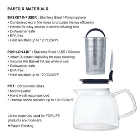 FORLIFE Bell Glass Teapot with Basket Infuser 43 oz. LME - Lime