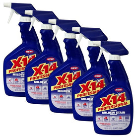 X-14 Professional Instant Mildew Stain Remover Bulk, [Non-Aerosol Trigger] - 32Fl. Oz. [5 Pack]