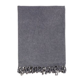 Bello Handwoven Turkish Beach Towel, Anthracite Stonewashed, Quick Dry Highly Absorbent Sand-Free Versatile for Beach, Spa, Home, Peshtemal Towel (39 x 66.9 Inches)