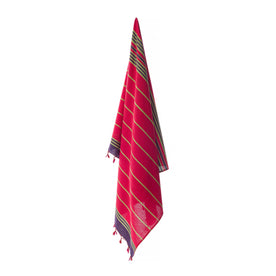 Bello Handwoven Turkish Beach Towel, Cocoon Red & Green, Quick Dry Highly Absorbent Sand-Free Versatile for Beach, Spa, Home, Peshtemal Towel (39 x 66.9 Inches)