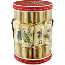 Robin Reed 5025, 12 days of Christmas Handmade English Christmas Crackers, 10 Inch (Set of 6)